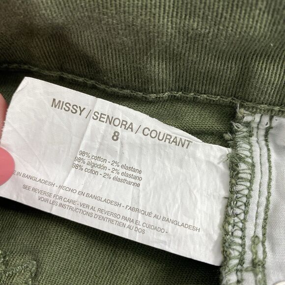 Scoop Jeans Womens Size 8 Retro Boy Olive Green‎ Raw Hem Distress Straight - Picture 6 of 15